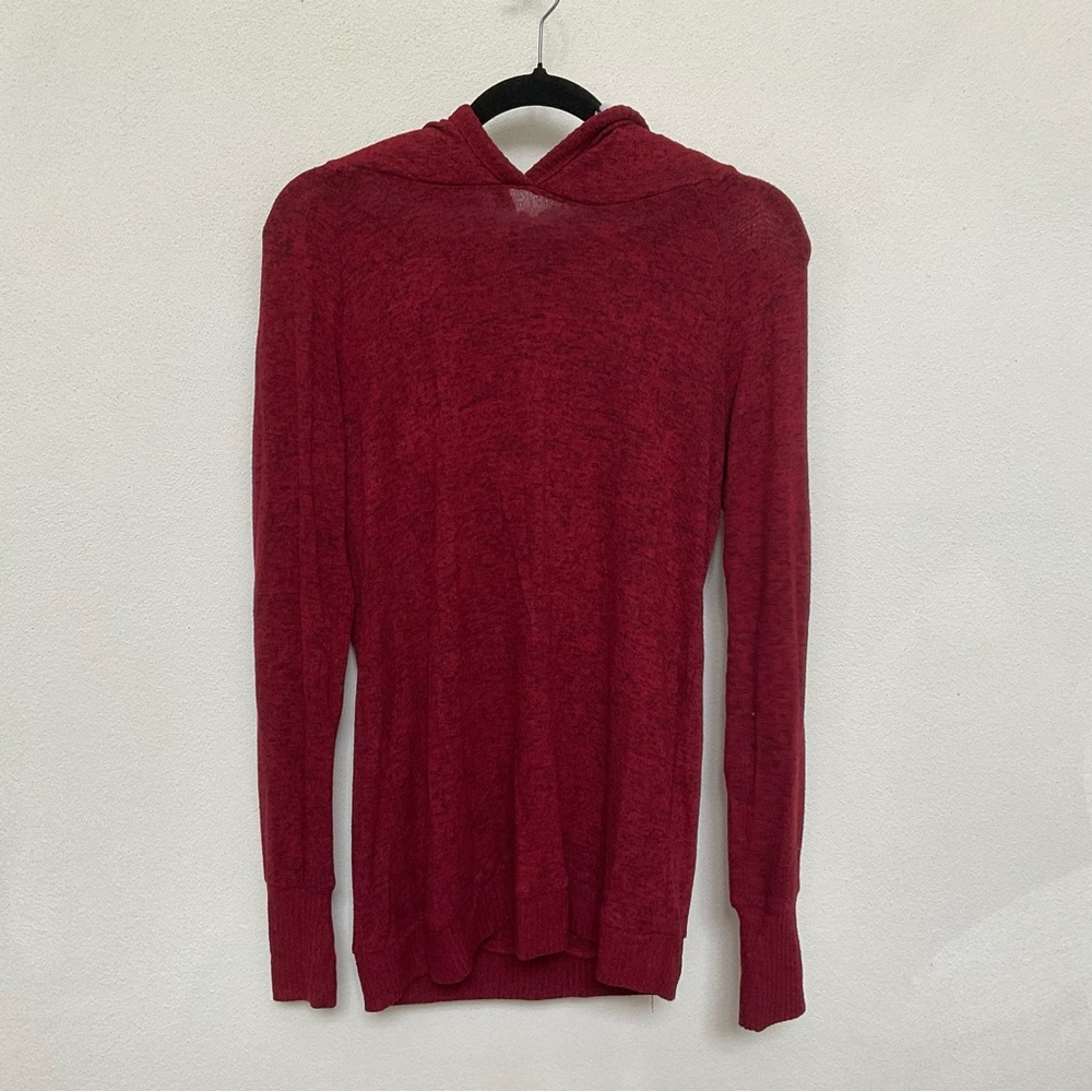 Poof New York Red Long Sleeve with Sherpa Hood Size Small Cozy Lounge